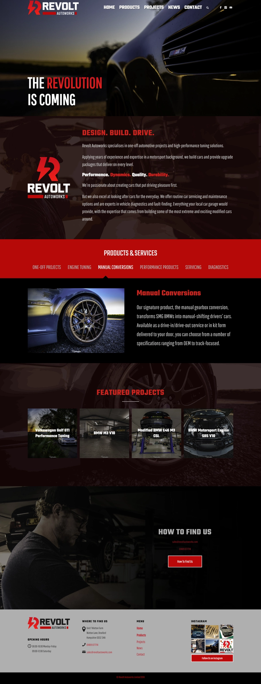 Revolt Autoworks web site design by Joe Lovell